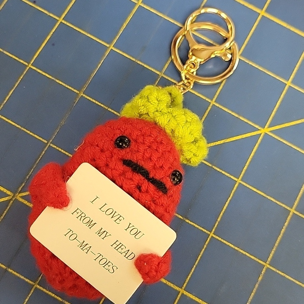 Red Tomato 3.5" Plush 6" Keychain I Love You From My Head To-Ma-Toes